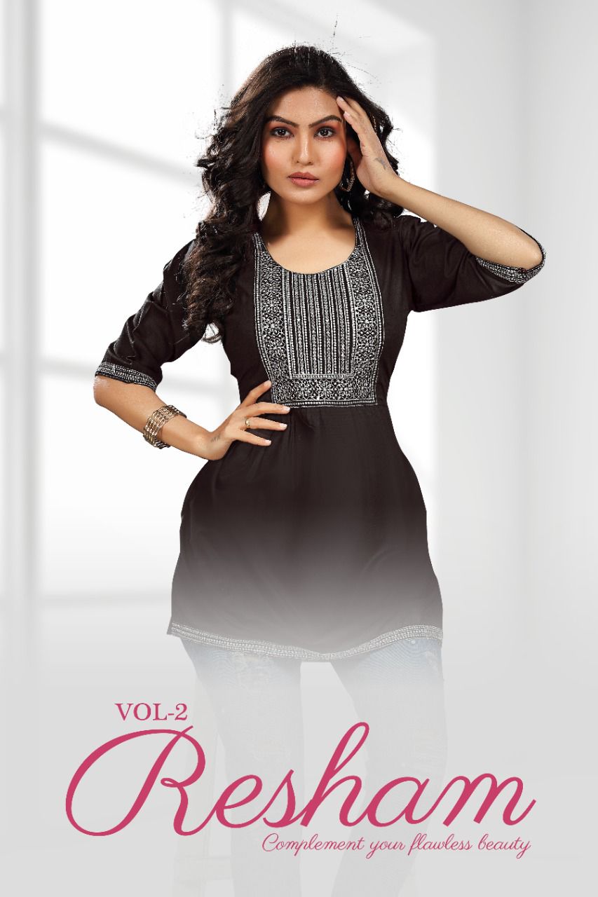 Resham 2 Latest Designer Regular Wear Rayon Short Top Collection